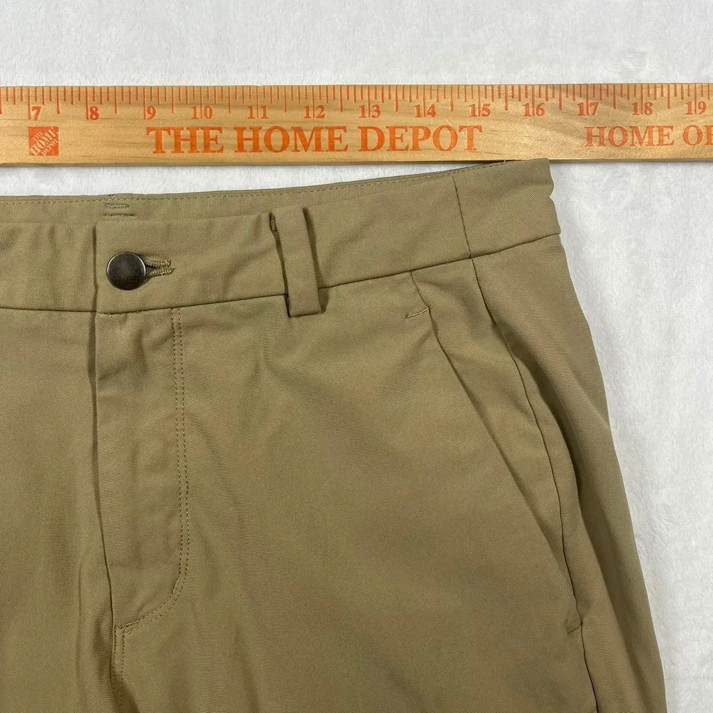 Lululemon Commission Shorts Mens 34 Tan Performance Golf Chino Tech *Flaw